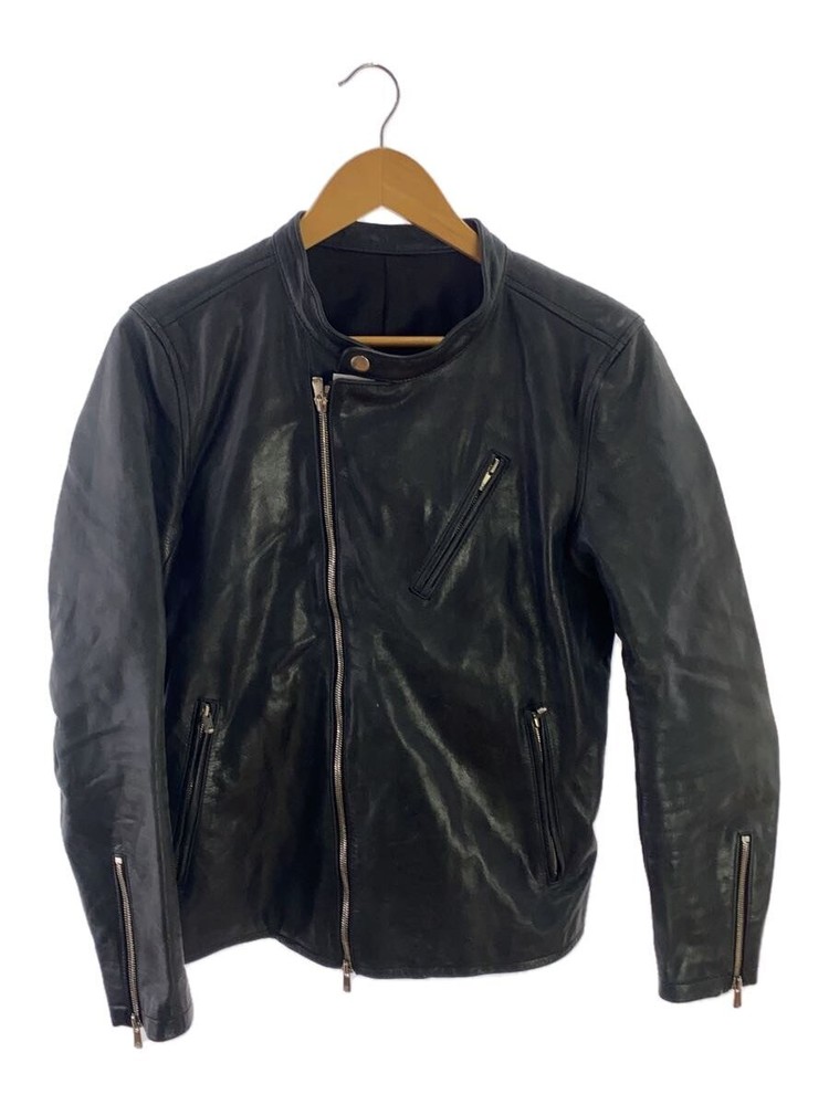 Men's Black Cowhide Plain No ID Leather Blouson Jacket 847030-458L 272