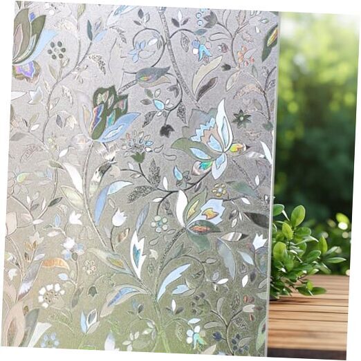 Window Privacy Film Floral,Glass Shower Door Cover for 23.6
