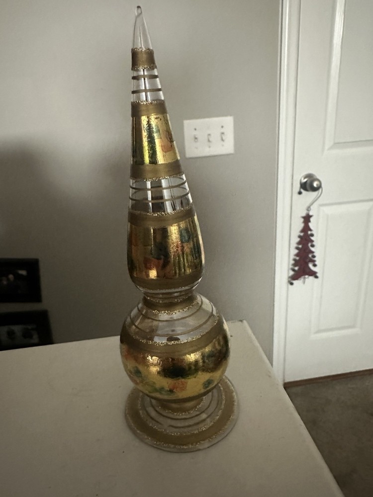 Christmas Tree Topper Roman Inc Delicate Glass Finial Gold