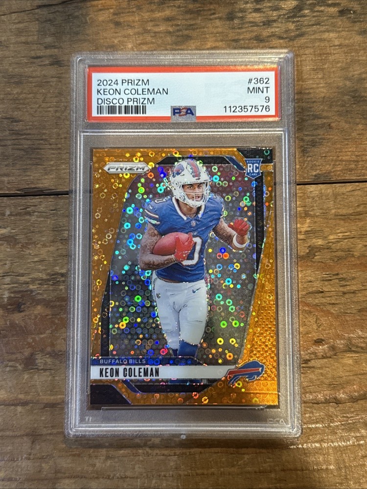 2024 Prizm Keon Coleman RC Orange Disco Rookie #362 Bills PSA 9 MINT