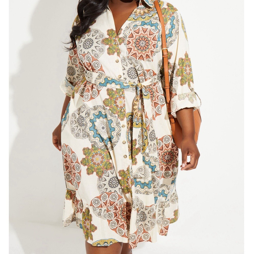 Ashley Stewart Orange & Black Floral Pullover Plus-size 26/28 Sleeveless Dress