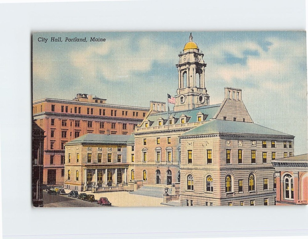 Postcard City Hall Portland Maine USA