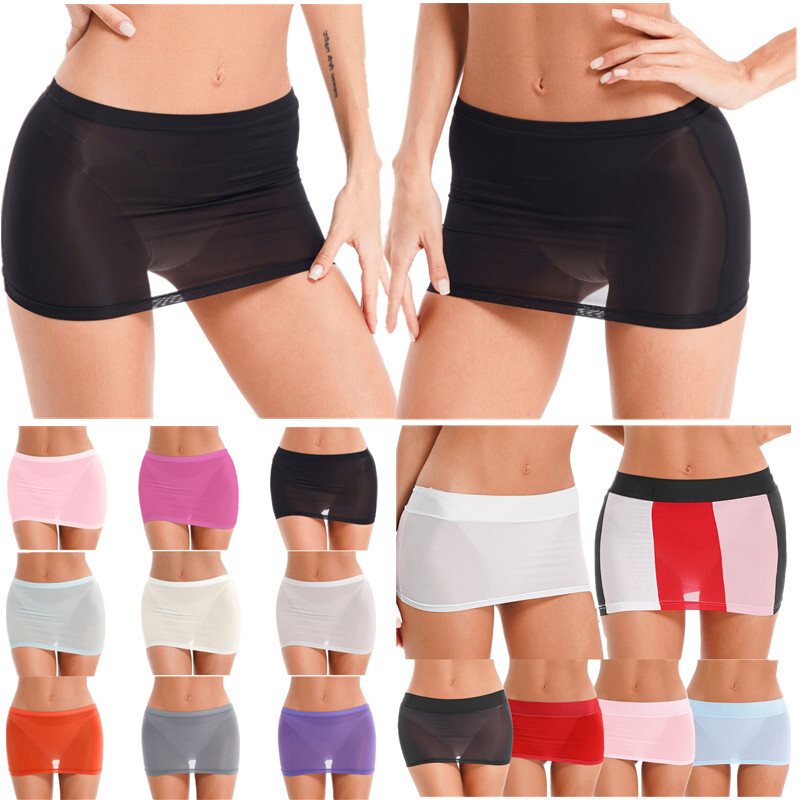 Women's Mesh See Through Mini Skirt Sexy Perspective Lingerie Low Waist Skirts