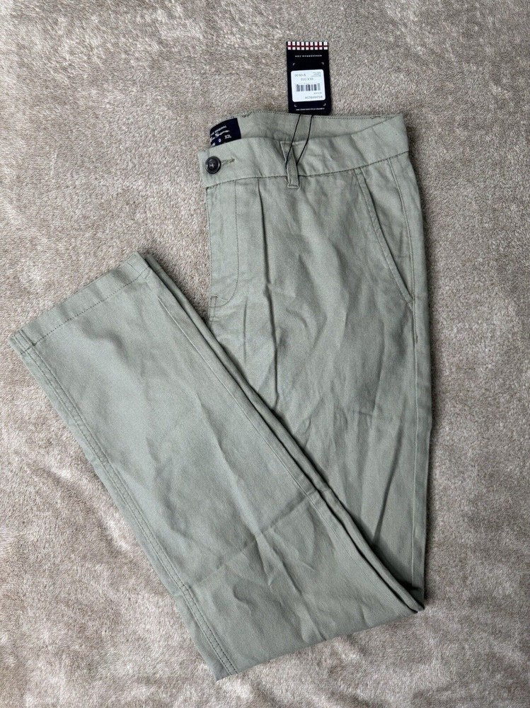 Ben Sherman Men's The Original Chino Pant Slim Fit Size 33x32Tan Linen Blend