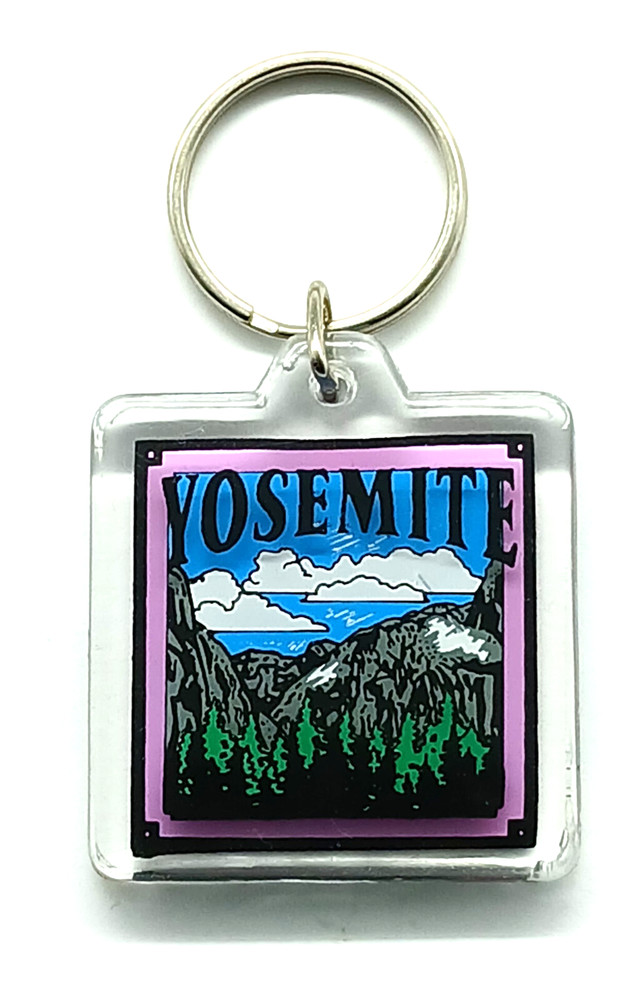 Vintage Yosemite National Park California Mountains Trees Keyring Keychain
