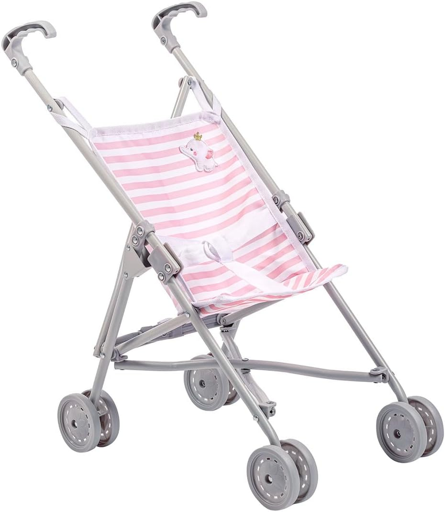 Boutique Pink Stripe Folding Umbrella Doll Stroller for Kids Ages 2+