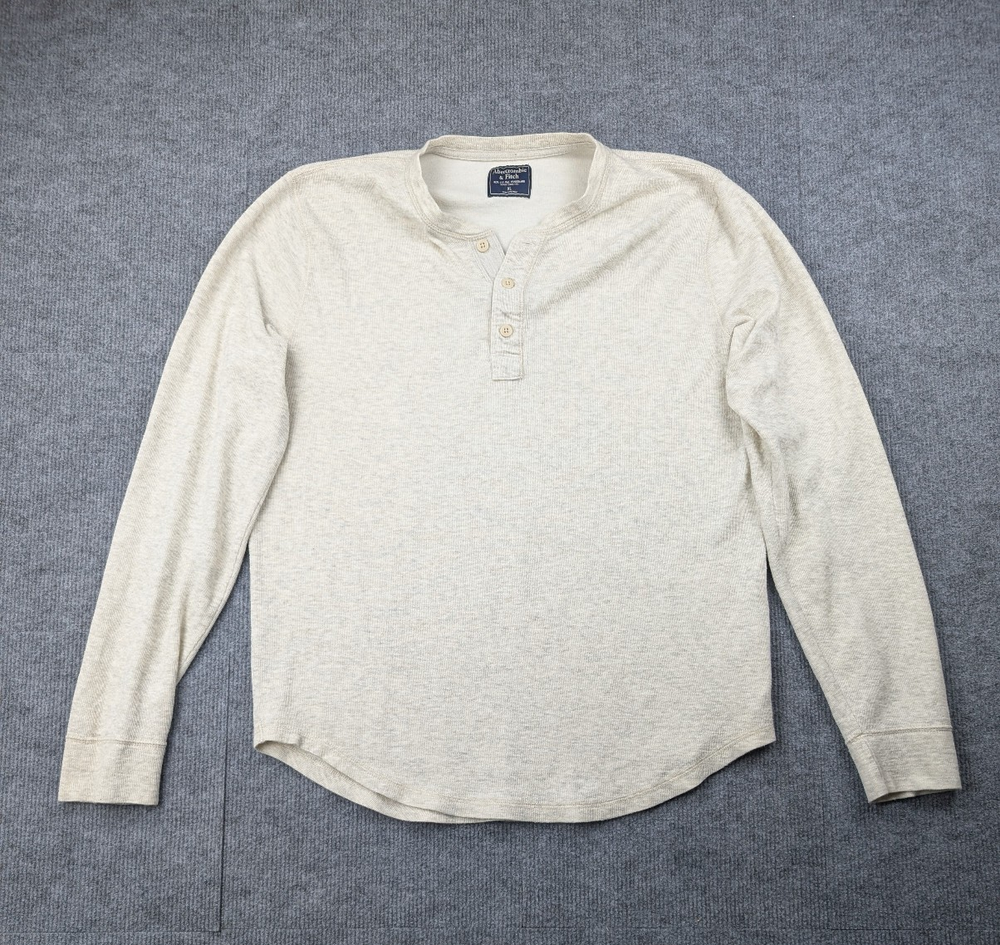 Abercrombie & Fitch Henley Shirt Mens XL Vintage Y2K Minimal Heathered Scoop Hem