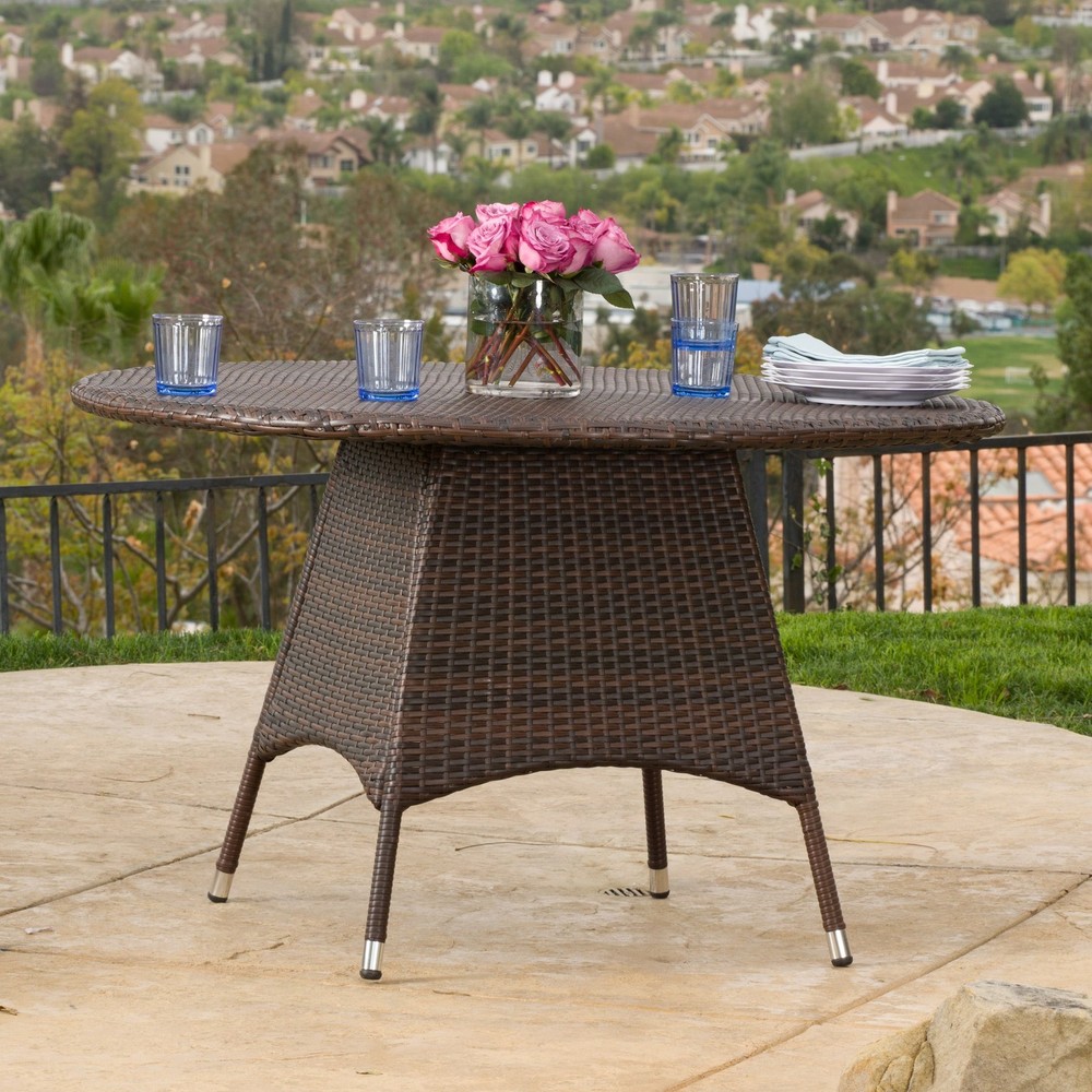 Corsica 48-inch Round Outdoor Dining Table by Christopher Knight in Brown