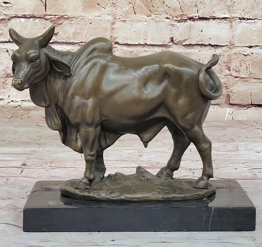 Art Deco Hot Cast Farm Trophy Cow Bull Bronze Sculpture Statute Figurine Figure