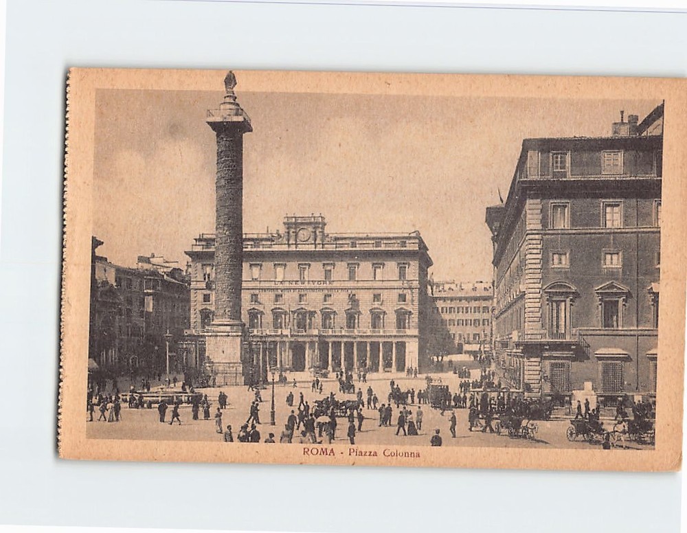 Postcard Piazza Colonna Rome Italy