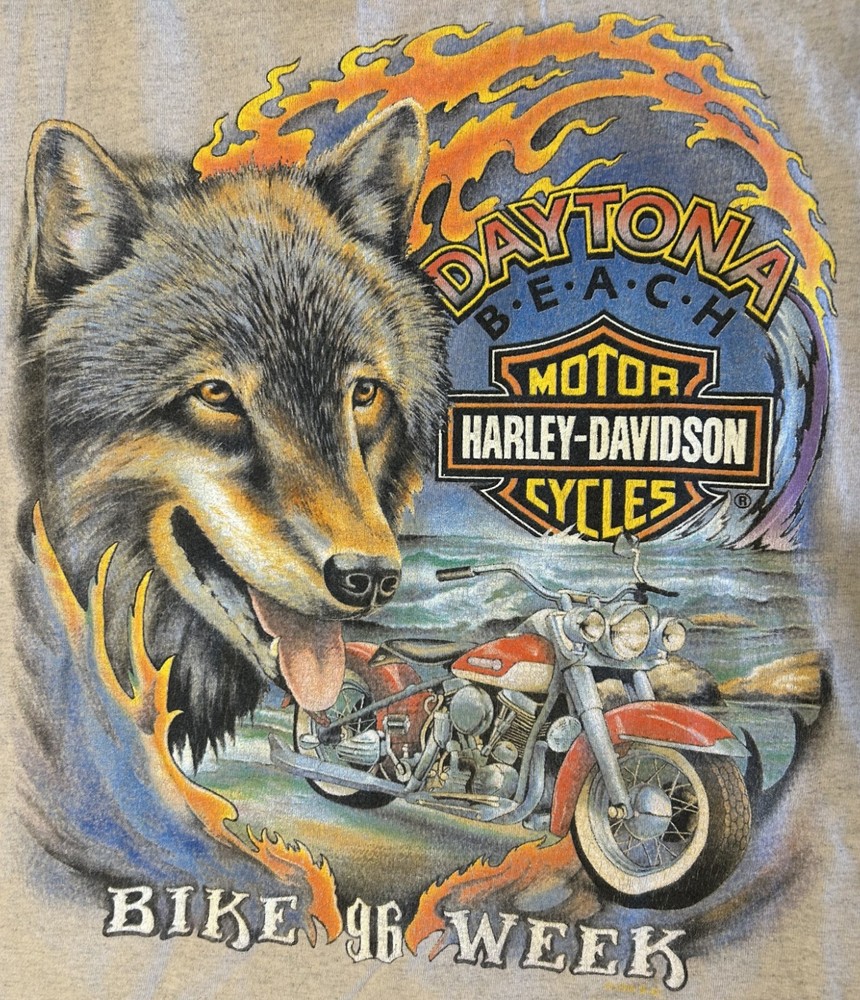 Harley Davidson 1996 DAYTONA BEACH BIKE WEEK shirt Double Sided short sleeve XL