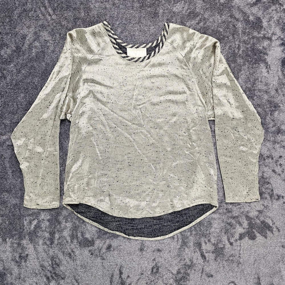 SPENCER ALEXIS Silk Blend Metallic Top Blouse Size Large Long Sleeve Elegant