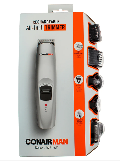 Conair ConairMan Beard And Mustache Trimmer All-In-1  Self Sharpen Blade NIP