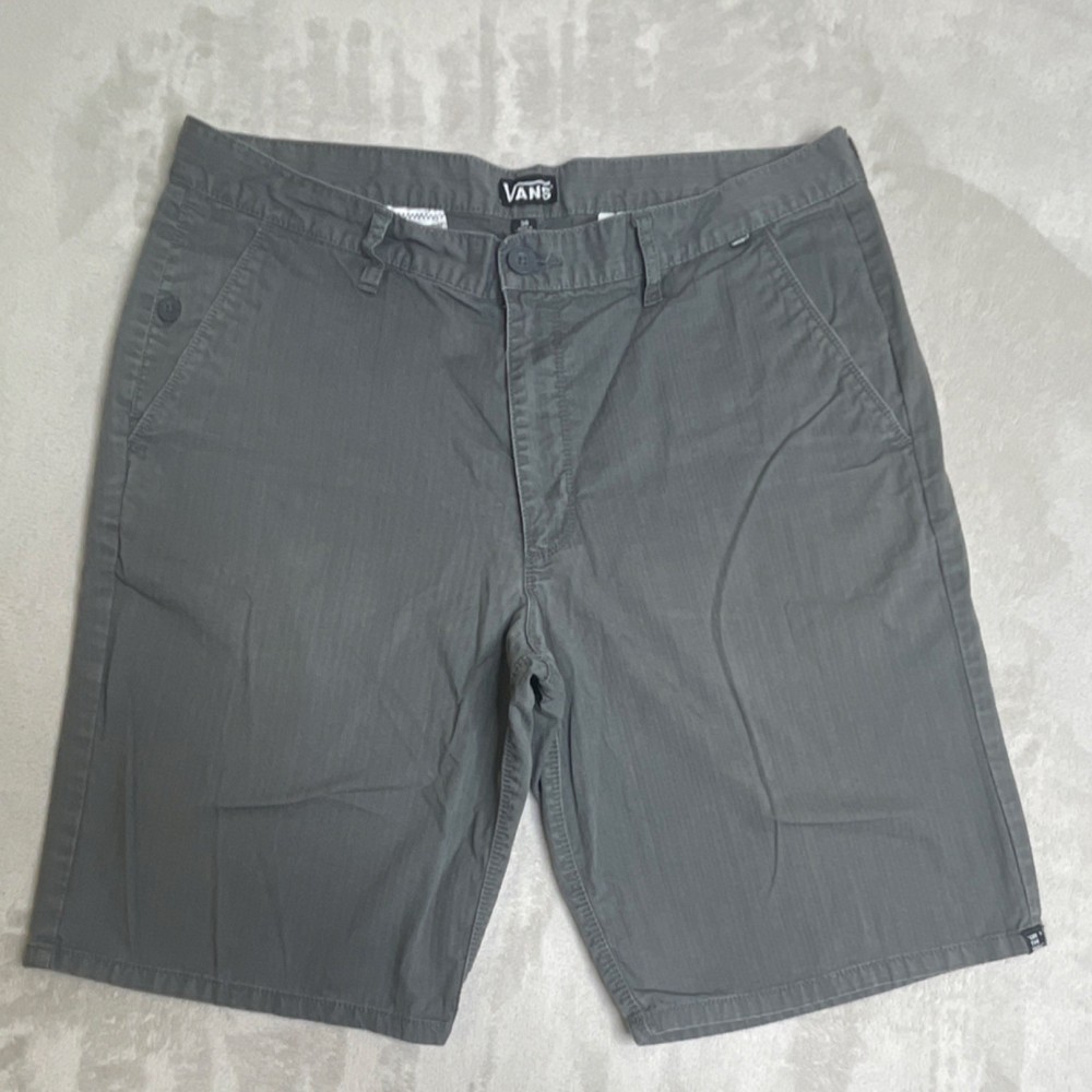 VANS Men's Gray Chino Shorts Button Pockets Flat Front Casual Summer