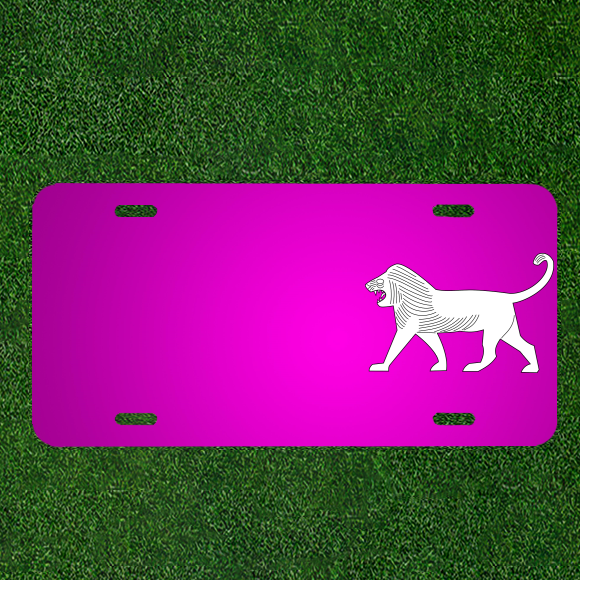 Personalized Car License Plate with Custom Lion Walking Animal Design and Names