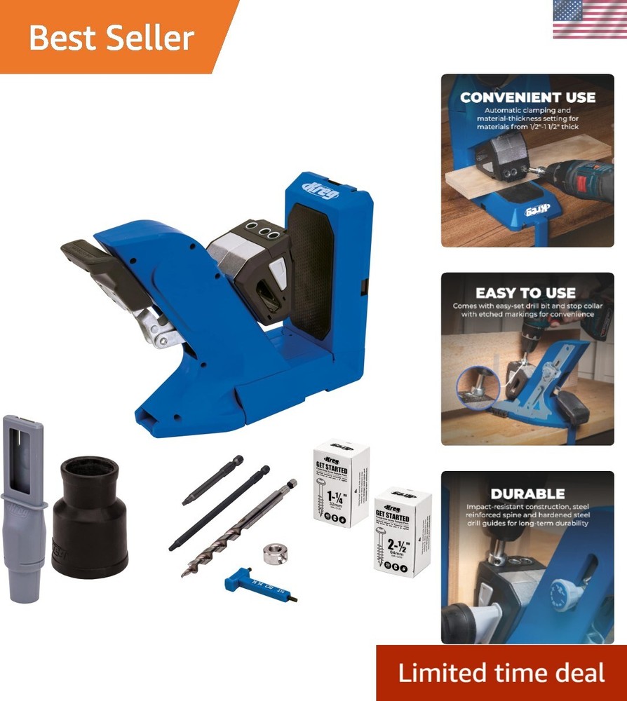 Durable Adjustable Pocket Hole Jig for 1/2in to 1 1/2in Wood