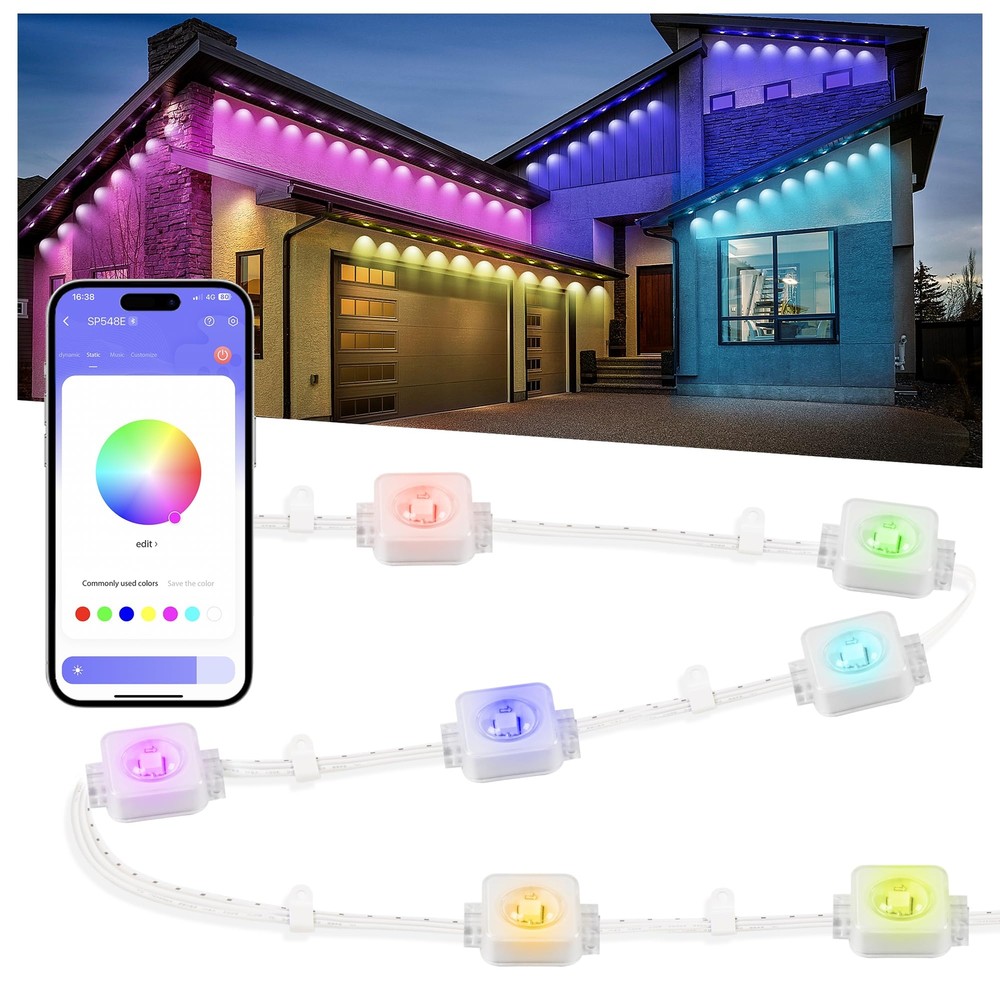 Nexillumi Permanent Outdoor Lights for House, 100ft Smart RGB Plus IC Outside...