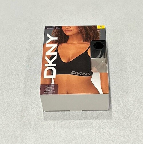 DKNY Women's 2-Pack Seamless Bra, Black / Sand, Size S