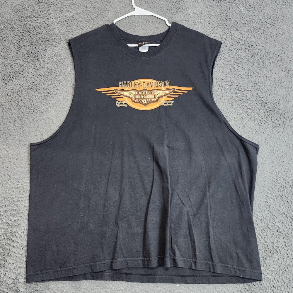 Harley Davidson Shirt Mens 3XL Black Sleeveless Bayou Country Houma LA Biker