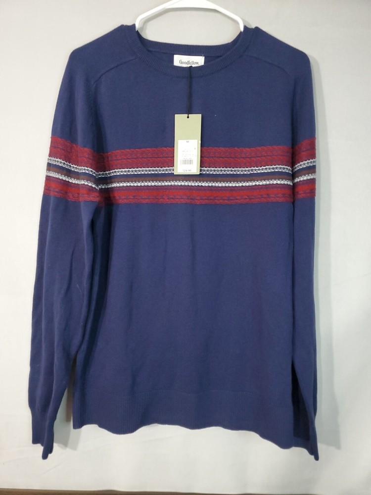 Goodfellow & Co Men's Medium Striped Crew Neck Sweater Long Sleeve Preppy Style