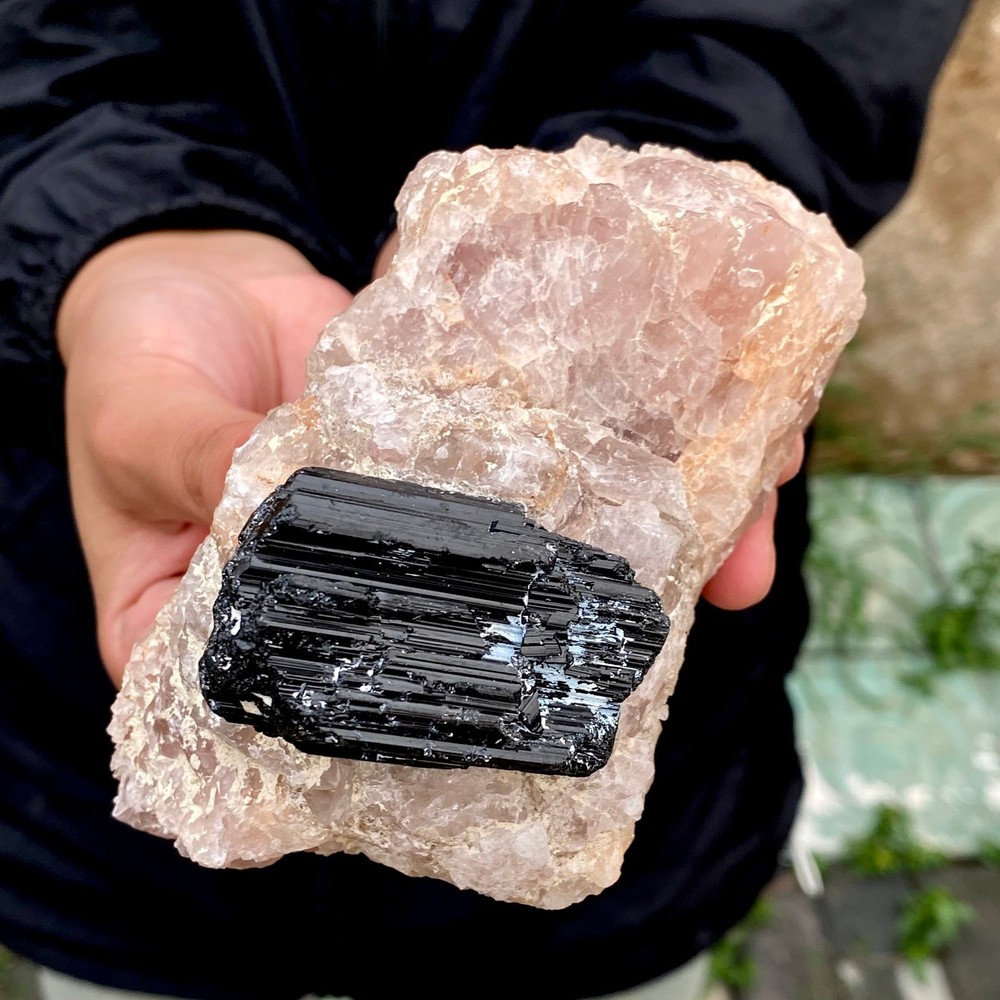 1.36LB Natural Black Tourmaline Crystal Gemstone Rough Mineral Specimen