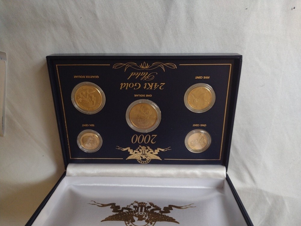 2000 24KT Gold Plated Commemorative 5-Coin Collection New