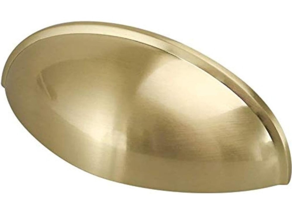 10 Pack Gold Cup Handles Drawer Shell Pull Handles 3 Inch Brushed Brass Cup Cupb