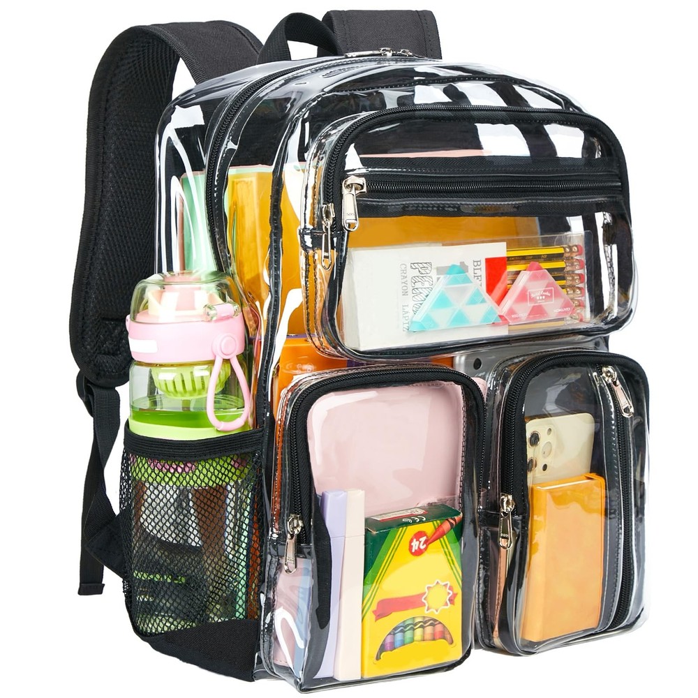 Clear Backpack for School - Heavy Duty See Through Bookbag for Girls Boys Lar...
