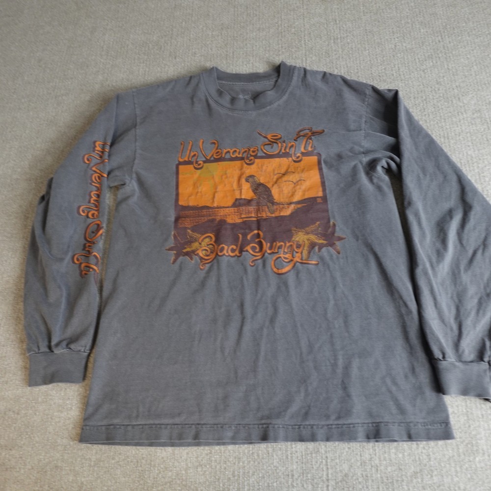 Bad Bunny Shirt Medium Gray Un Verano Sin Ti Tour Long Sleeve