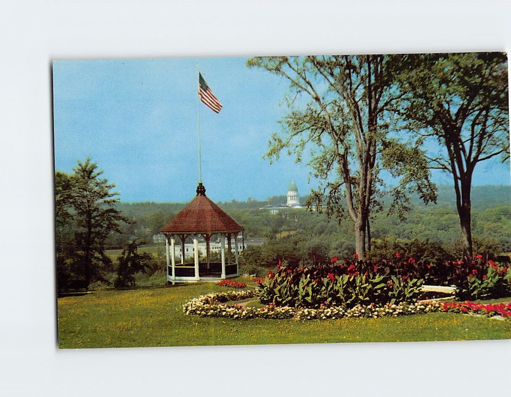 Postcard Birds Eye View Of Augusta Maine Across the Kennebec River