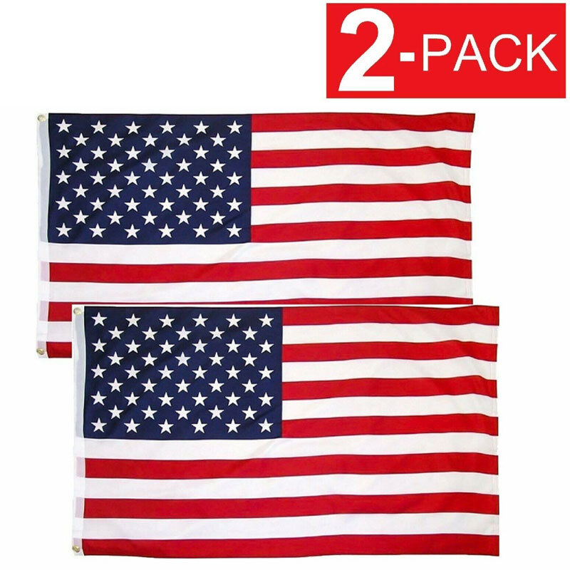3x5 Ft American Flag with Brass Grommets 2 Pack USA Patriotic Outdoor Flags