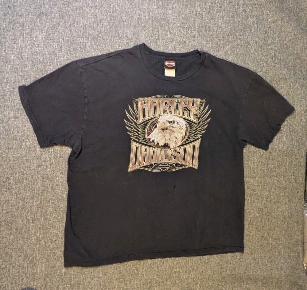 Harley Davidson Eagle Daytona Beach T Shirt Mens 2XL Black Motorcycle Biker Tee