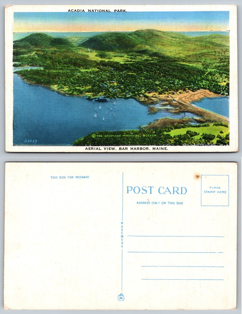 Acadia National Park Aerial View Bar Harbor Maine Postcard-image