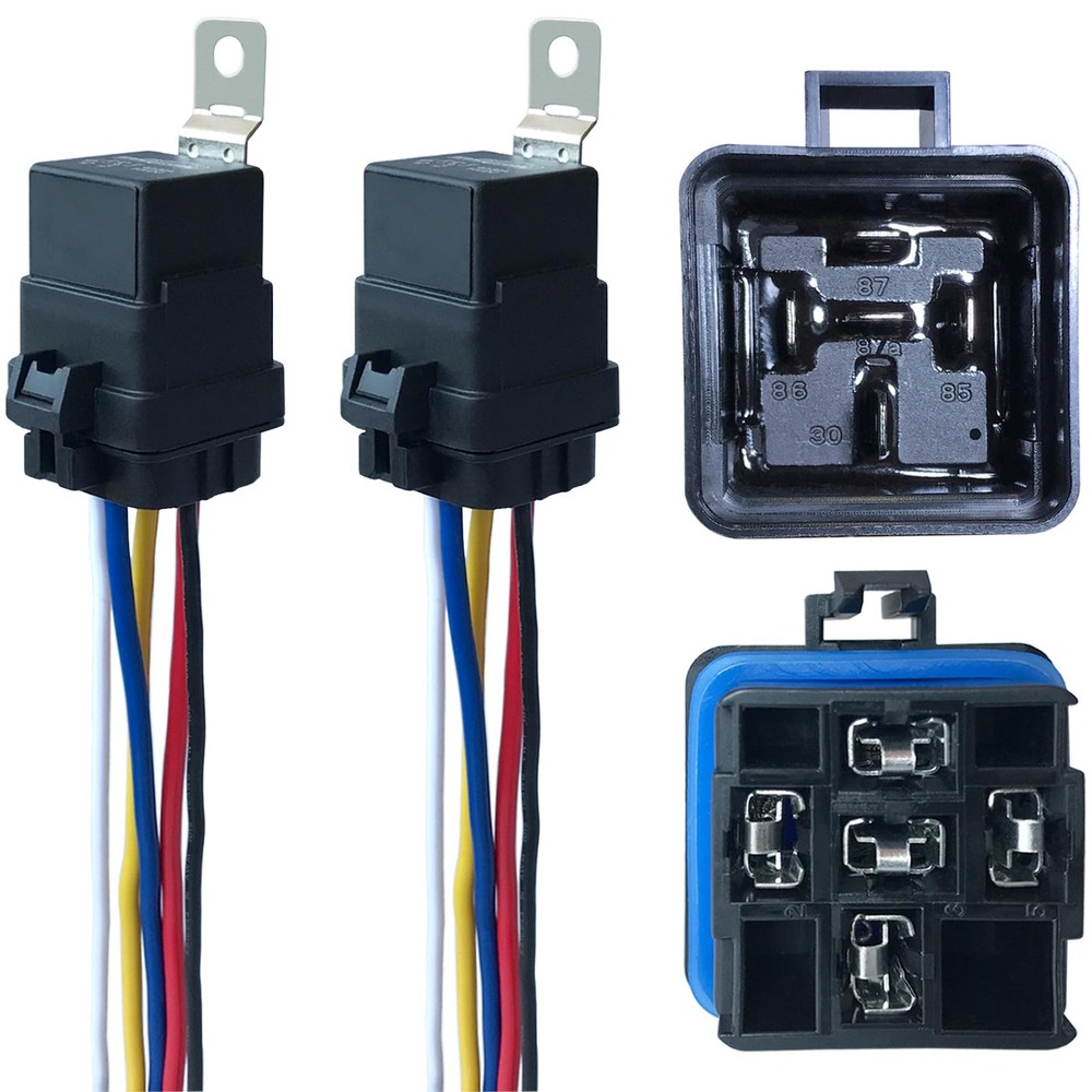irhapsody 2 Pack 40/30 AMP 12V DC Waterproof Relay Kit with Heavy-Duty Pigtai...