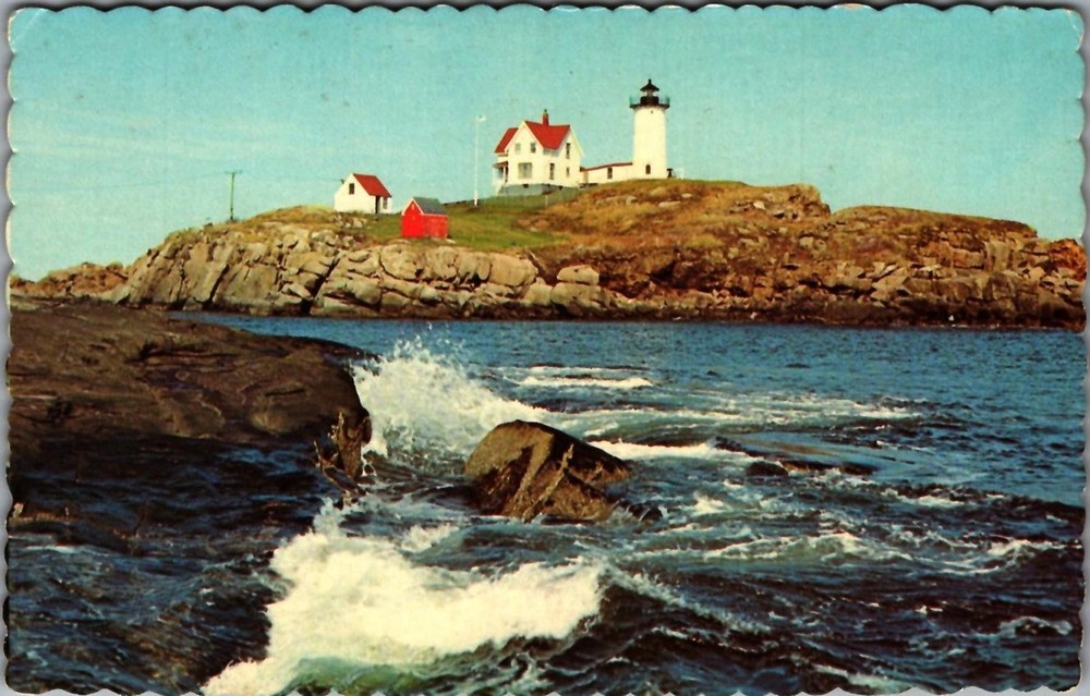 Vintage Nubble Light Postcard from York Beach, Maine