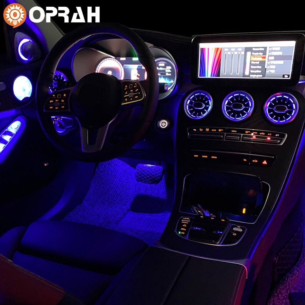 7PCS 64-Color Front Rear Air Vent LED Ambient Light Kit for Mercedes Benz C-Class W205