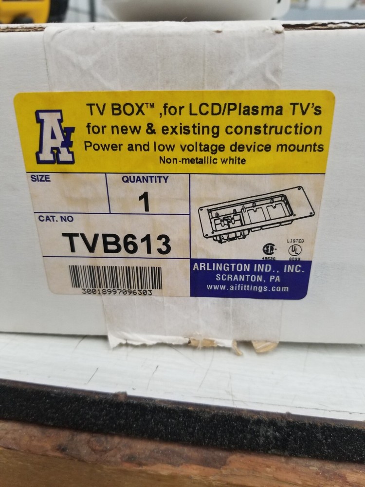 Arlington TVB613 Recessed TV Box with Cover Plate