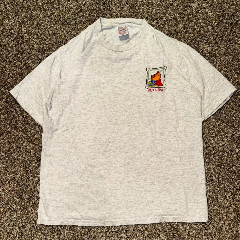 Vintage Jerzees Winnie the Pooh Silly Old Bear T-Shirt Gray Mens Medium 90s