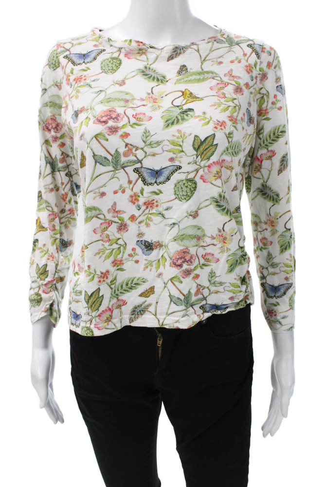 Sundance Women Floral Cotton Round Neck Long Sleeve T-Shirt Size PSFree Shipping in US $100+ Orders | $6.95 Orders Below