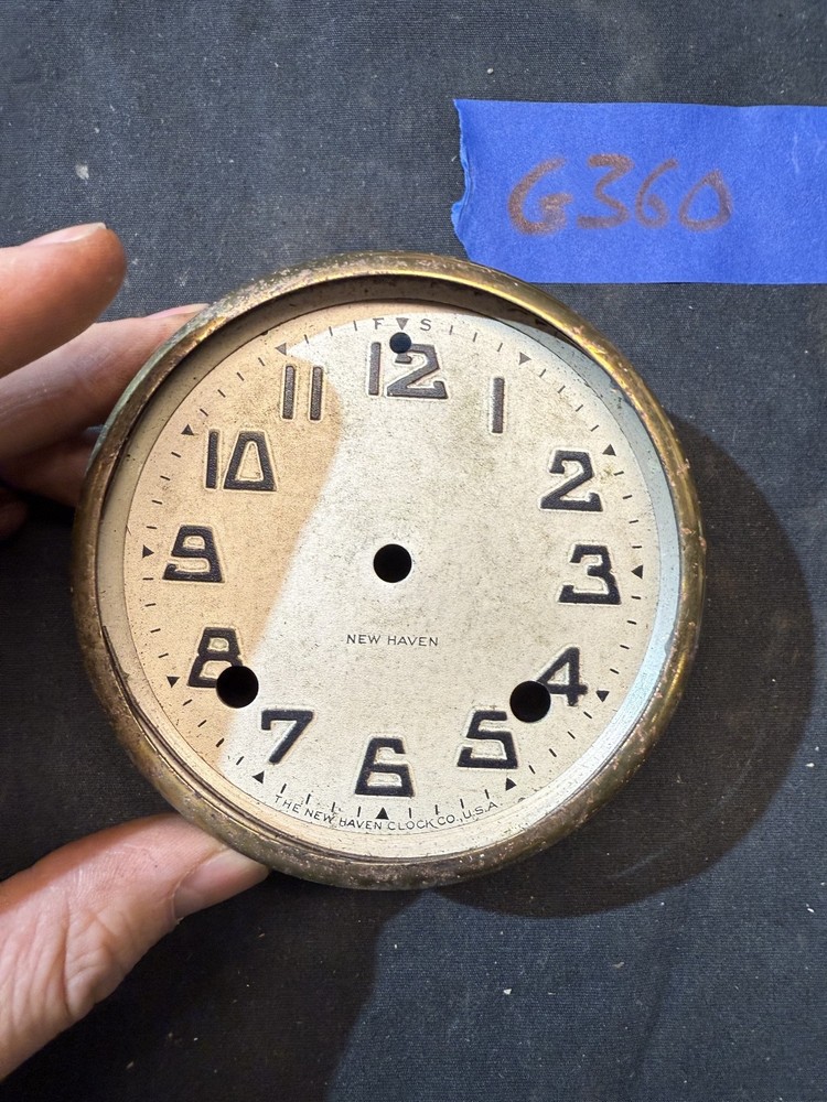 (G360) New Haven Clock Dial Antique SMALL 4