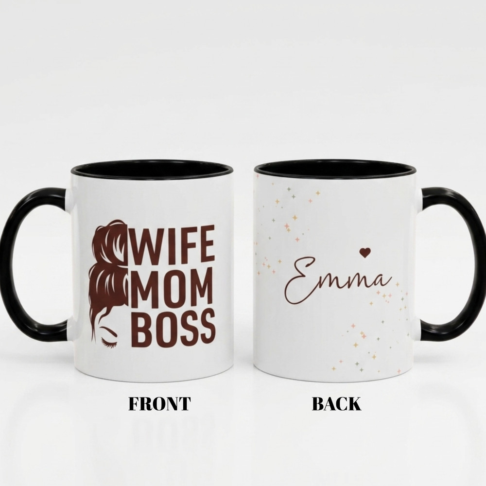 Personalized Wife Mom Boss Mug Custom Name Mothers Day Gift Coffee Cup PinkBlack