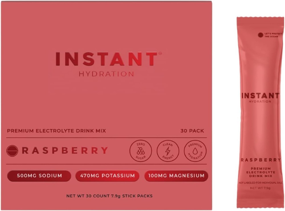 Instant Hydration Electrolytes Powder Packets - Raspberry Electrolyte Drink...