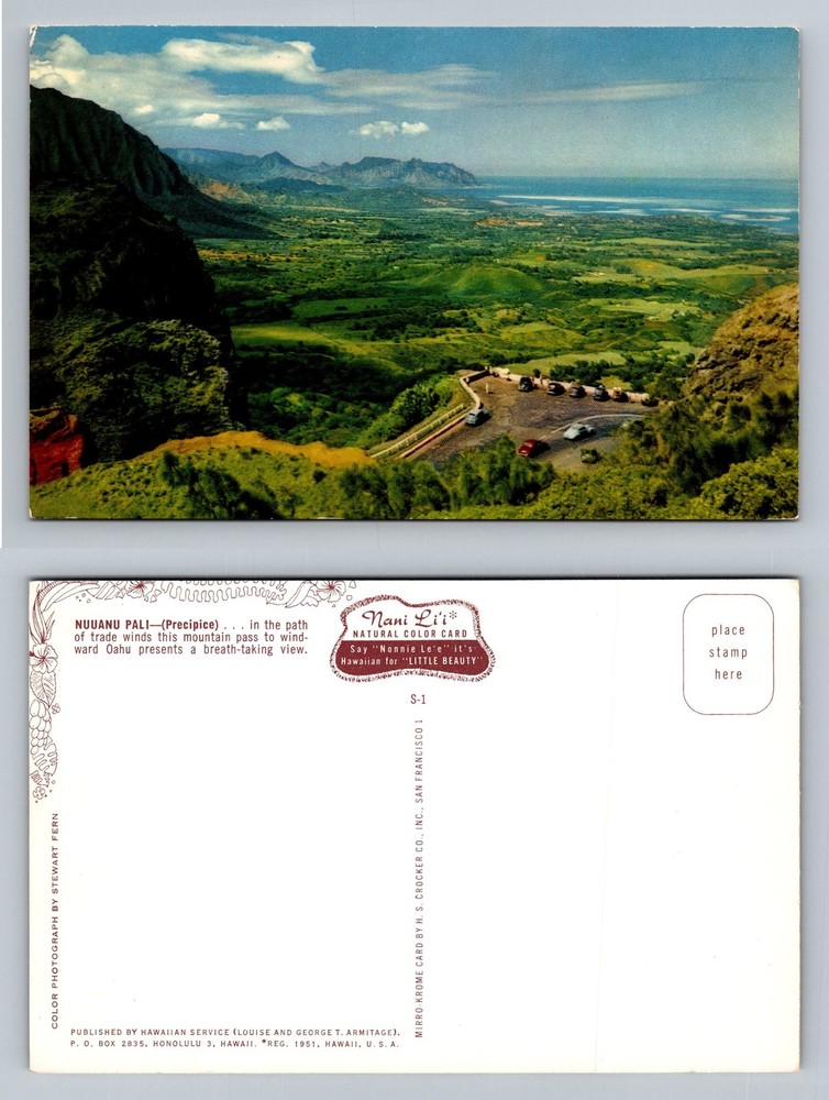 Honolulu, HI-Hawaii, Nuuanu Pali Oahu Mountain Pass Scenic View Vintage Postcard