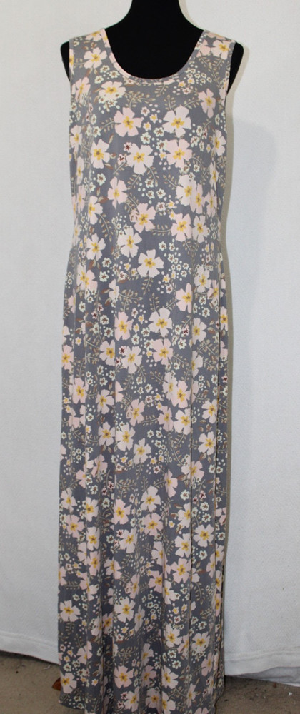 Lularoe Women’s Sz XL Gray Pink Floral Dani Tank Maxi Dress
