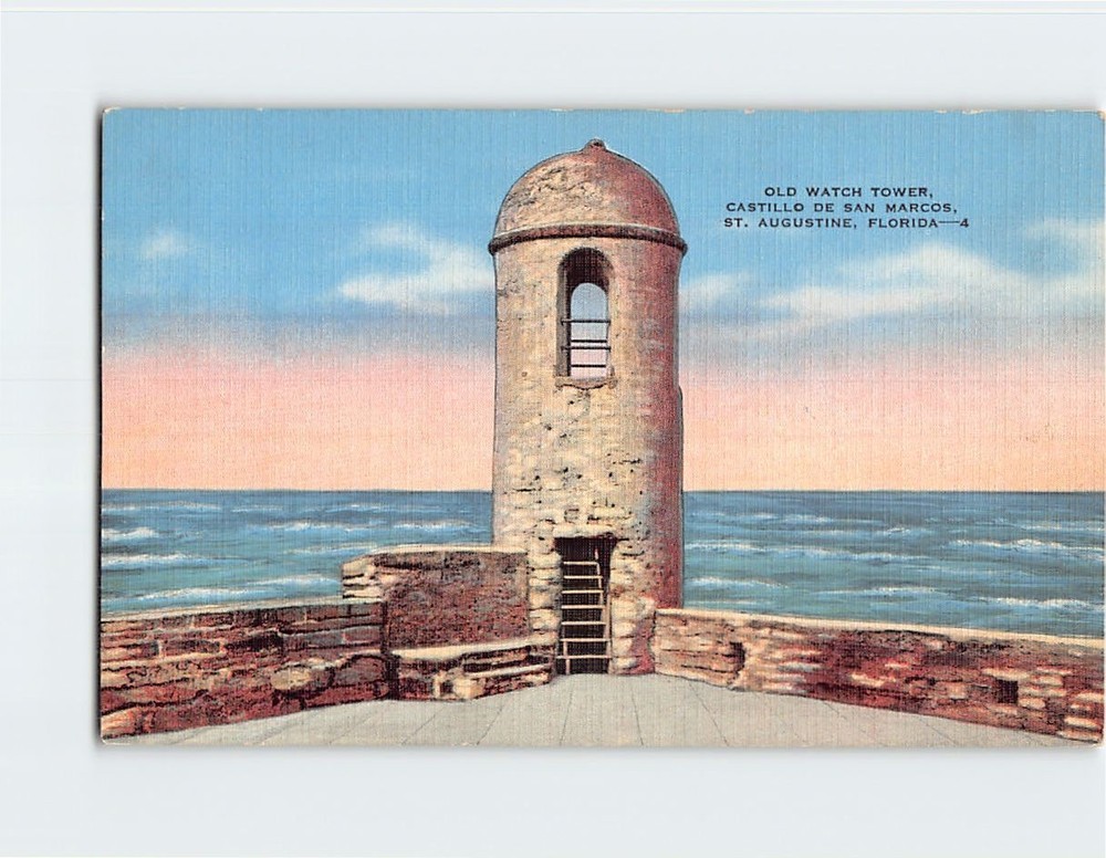 Postcard Old Watch Tower Castillo de San Marcos Saint St. Augustine Florida USA