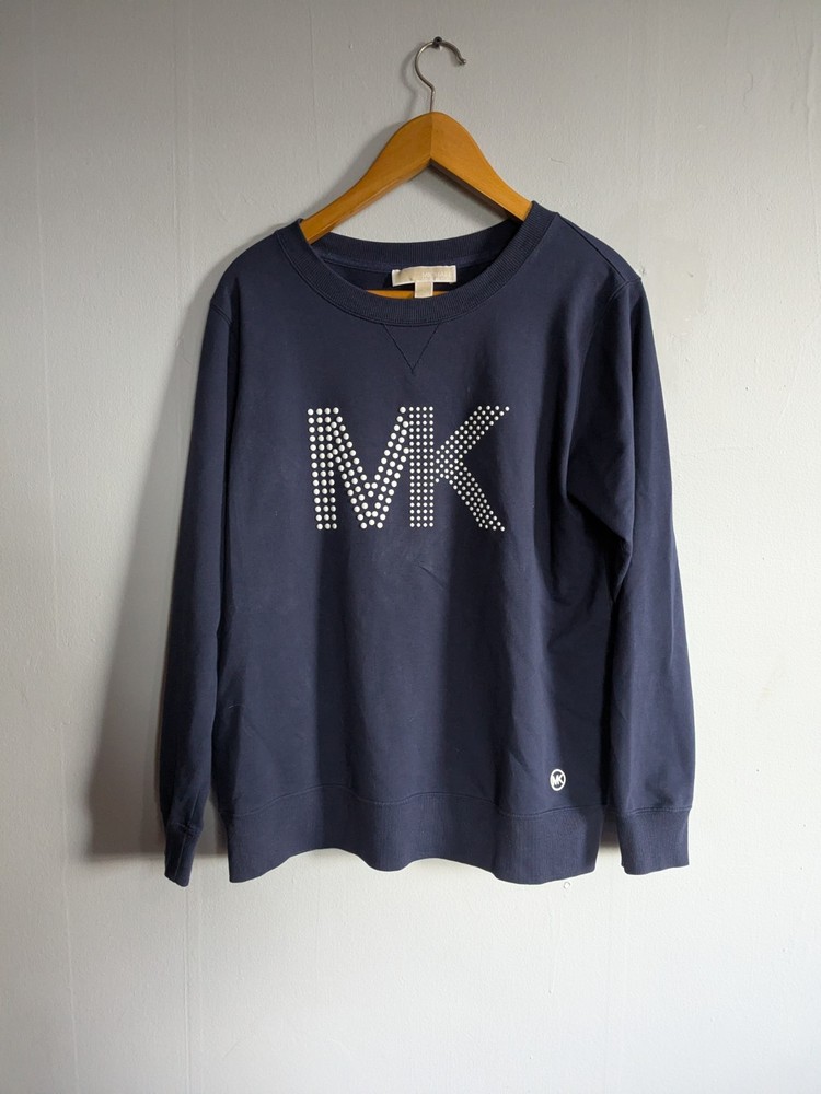 Michael Kors Women's Medium Navy Blue Sweatshirt With Logo