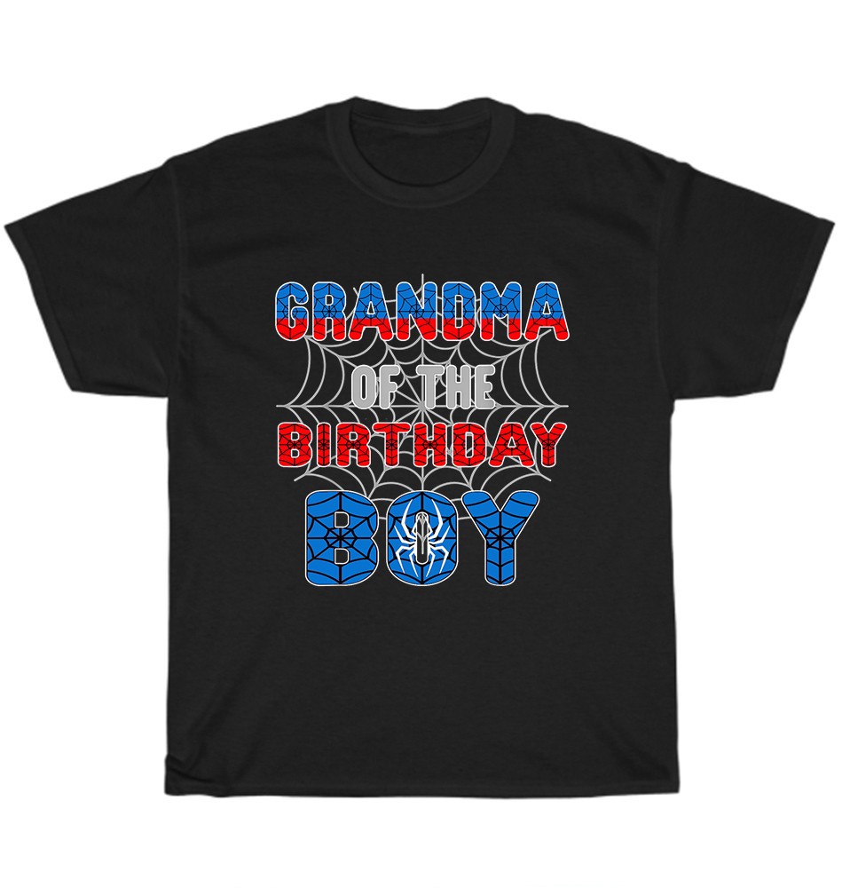Grandma of The Birthday Boy Spider Web Birthday Party Mother Day Gift T-Shirt