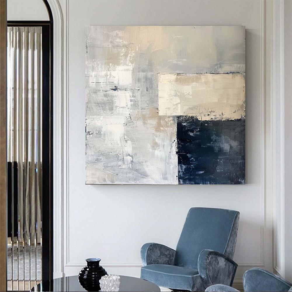 Large Abstract Painting Canvas Painting Modern artwork Living Room Gray Black