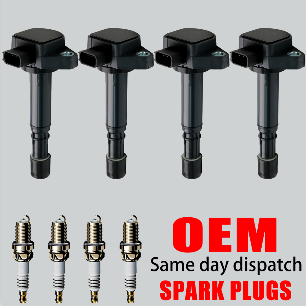 4X OEM Ignition Coil & 4X Iridium Spark Plug For Honda Civic 1.7L L4 C1460 UF400
