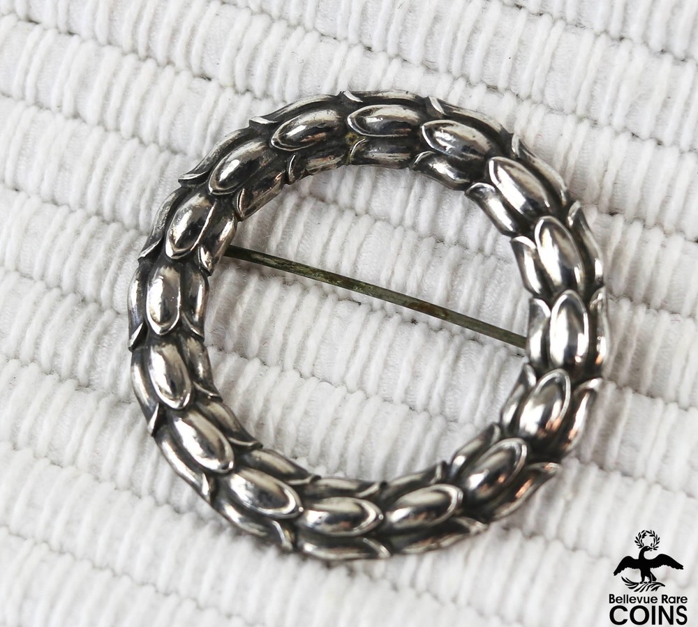 Georg Jensen Denmark Sigvard Bernadotte Sterling Silver #301 Tulip Wreath Brooch